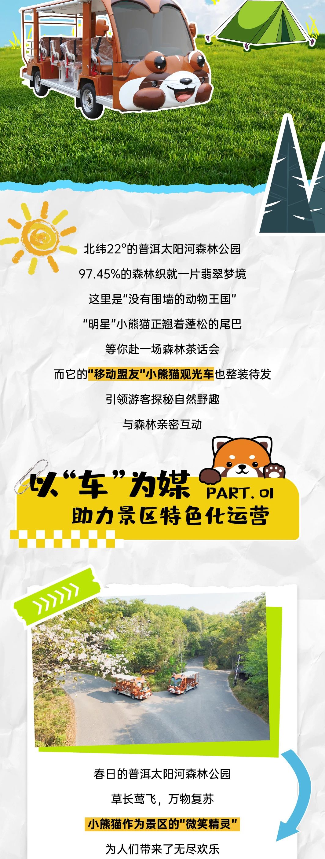 百乐博“小熊猫”观光车驶入普洱太阳河森林公园，共筑生态文旅新图腾